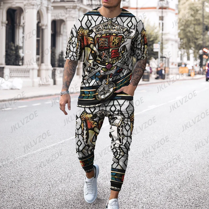 Fashion Tracksuit Suit Leopard Series High Quality All-match Outfits 3D Printed Breathable Casual 2 Piece Sets 2022 Mens 6XL