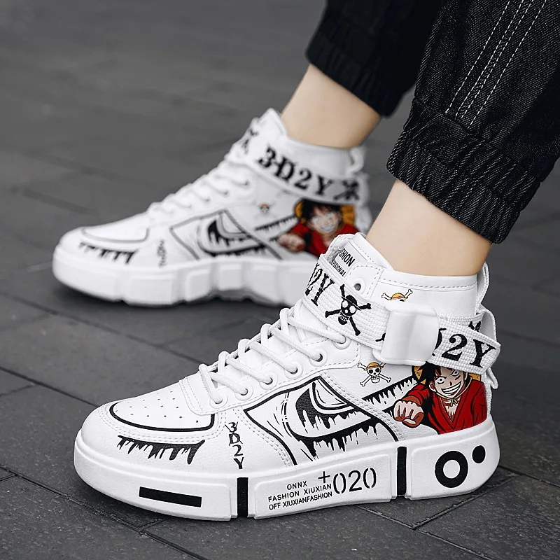 

2022 New Fashion Men's Shoes Vulcanized Shoes Men Sneakers Men Casual Shoes Male Cartoon Animation High Top Skateboard Shoes