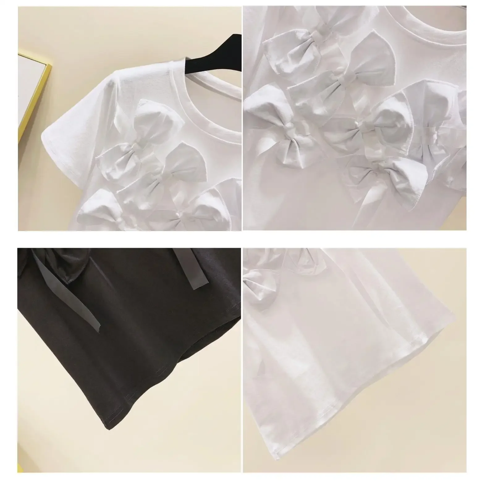 Neploe трехмерные декоративные футболки с бантом хлопковые короткими рукавами лето