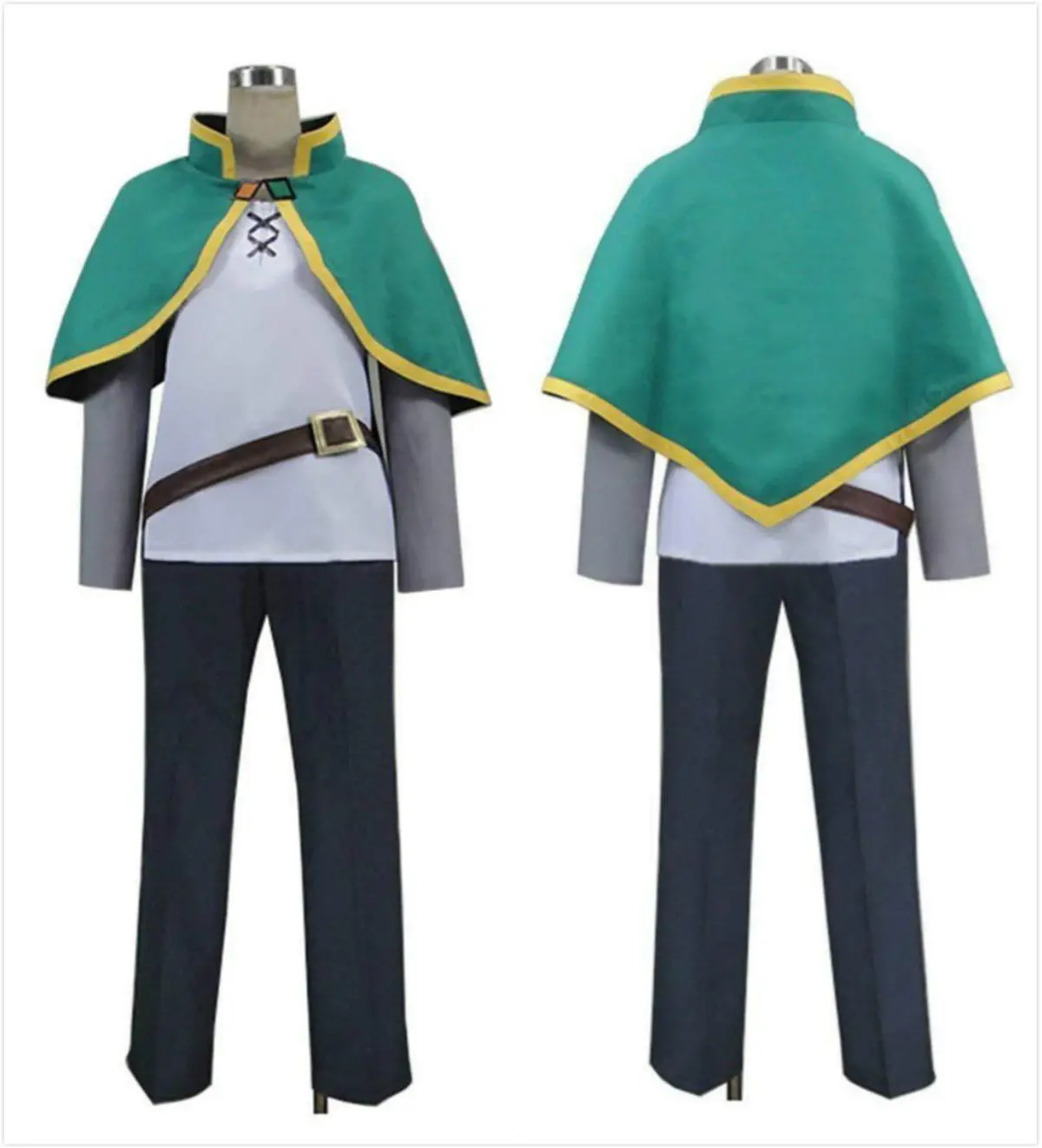 

Костюм для косплея Satou Kazuma из аниме «Благословение Бога на этот чудесный мир», зеленая накидка, Белый Топ, черные брюки, костюм на Хэллоуин