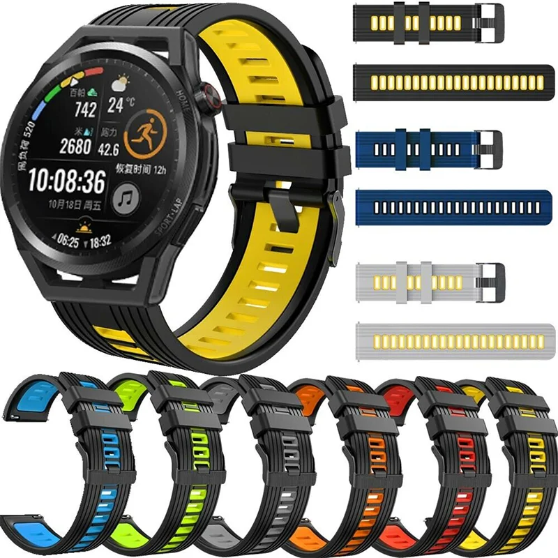 

Compatible with Huawei Watch Strap GT3 46mm/42mm Replacement 22mm/20mm Soft Silicone Two Tone Quick Release Sport Watchband