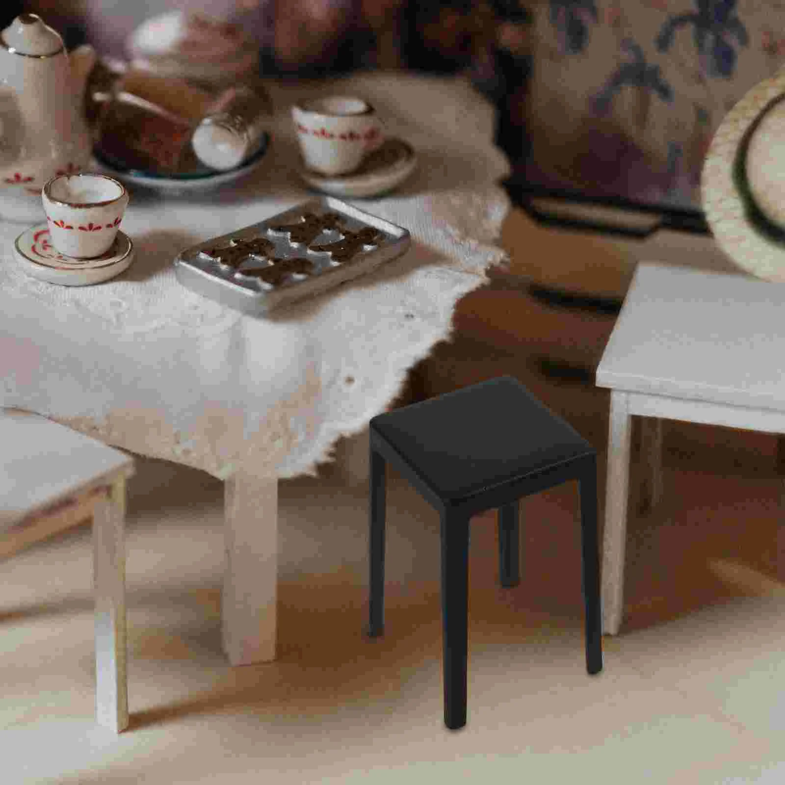 

2 Pcs Miniature Stool Model Decor Chair House Accessories Plastic Furniture