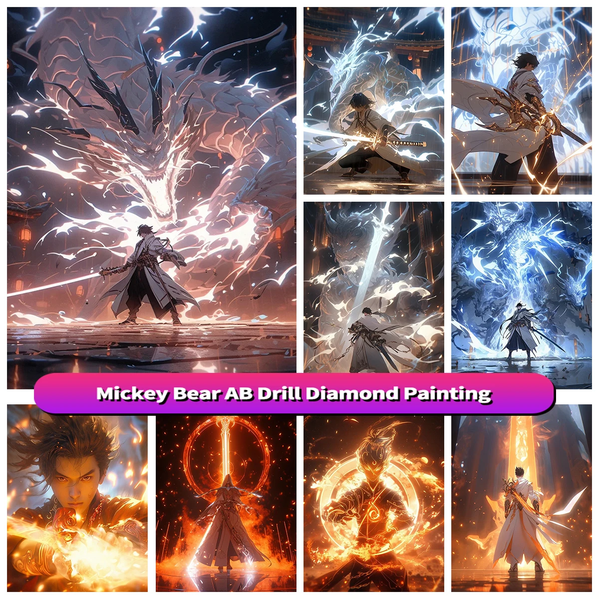 

DIY Diamond Embroidery Game Animation Peripheral Customization Knight Sword God Full AB Square Round 5d Drill Painting Cross Sti