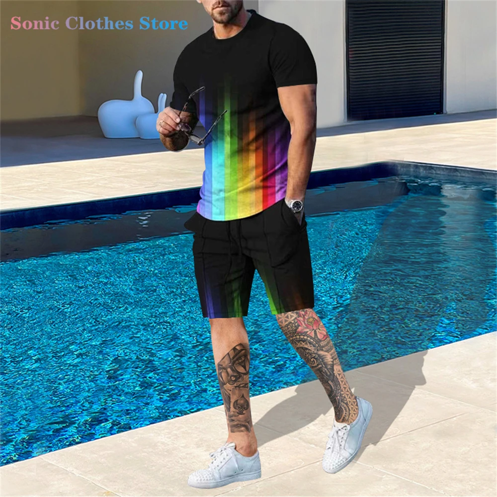 Summer Men Set Fashion 2-piece Set Men T-shirt Shorts Pants Suit Casual Short Tracksuit Set Oversized Clothes Mens Jogging Sets