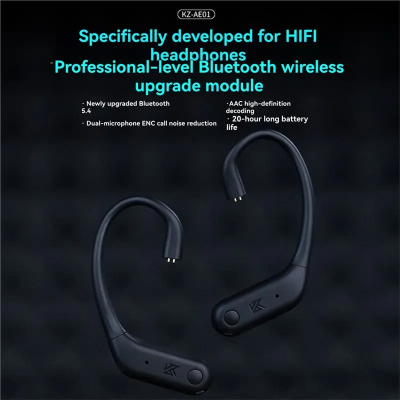 Беспроводной Bluetooth-кабель KZ AE01 с креплением на ухо, Bluetooth 5.4, HIFI, разъем C PIN, с зарядным чехлом для ZSX ZS10 (art.: 3920dbbe085fe) - 3920dbbe085fe