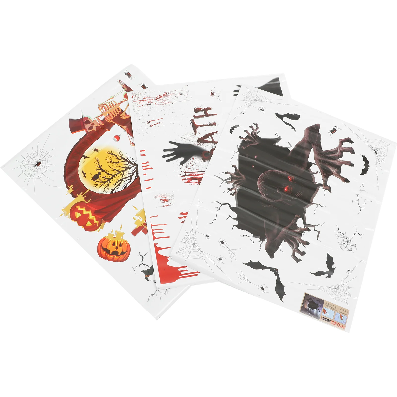 

3 Pcs Halloween Window Cling Home Decor Anti-collision Horror Stickers Decal Environmental Protection Pvc Decors
