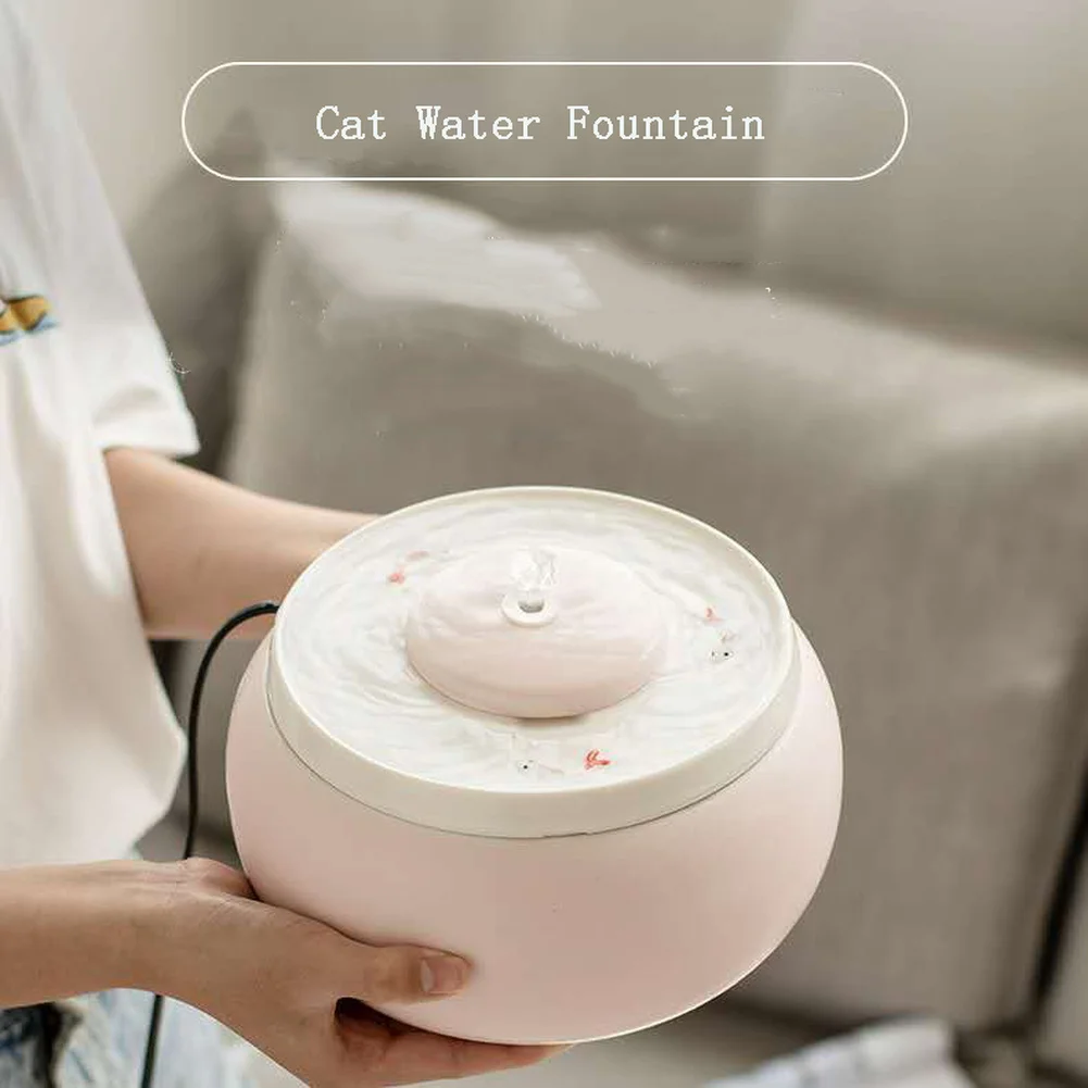 

1.8L Ceramic Cat Drinking Water Fountain For Cats Dogs Drinking Bowl Electric Automatic Cat Water Fountain Dispenser Pet Bowl