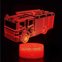 3d fire truck night lamp 16 colors changing usb remote control optical illusion led table lamp birthday christmas gift kids toys