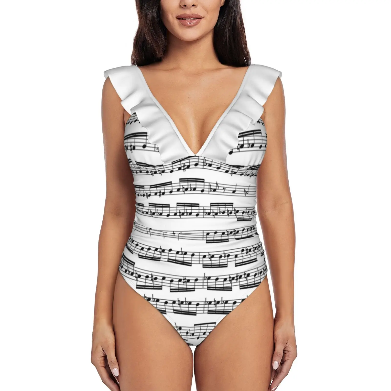 Женский слитный купальник с принтом пикантный открытой спиной и V-образным