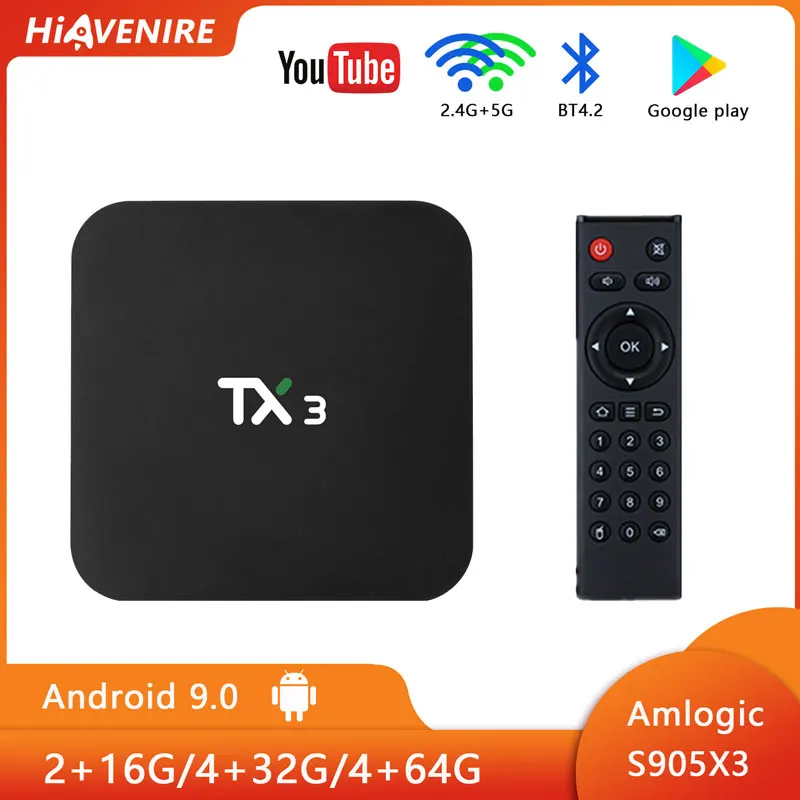 

Tanix TX3 Android 9.0 TV BOX Adopts Amlogic S905X3 4GB RAM 32/64GB ROM Set Top Box Support 2.4G/5GHz Dual WIFI ,BT, Google,.Etc