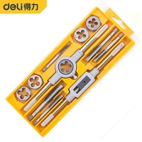 deli tap and die set metric tap drill bits wrench 40pcs m3 m12 adjustable threading tools for metalworking with storage case