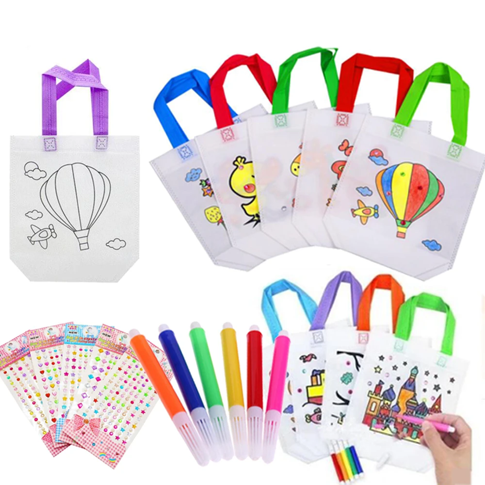 Обучающая игрушка для рисования для детей, экологически чистая сумка для граффити «сделай сам», материалы для ручной росписи в детском саду