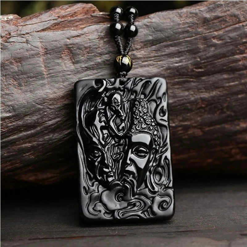 

Natural Black Obsidian Hand Carved Buddha Magic Pendant Fashion Boutique Jewelry Men's and Women's Necklace Gift Accessories