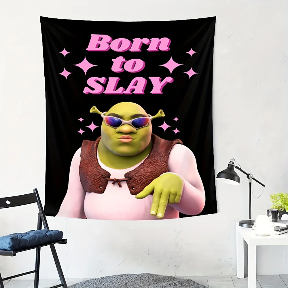 Фото Гобелен Born to Slay Shrek — идеально подходит для смелых, уникальных и острым домашним декором с забавным, необычным очарованием и вкусом поп-культуры №4