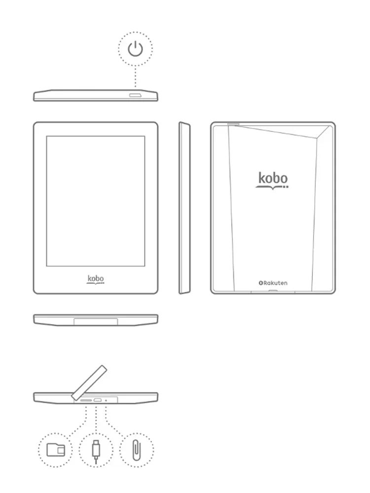 Фото Электронная книга Kobo Aura H2O с экраном 6,8 дюйма, разрешением 265ppi, регулируемой подсветкой, 4 ГБ памяти и слотом для SD-карты, водонепроницаемое устройство для чтения электронных книг №4
