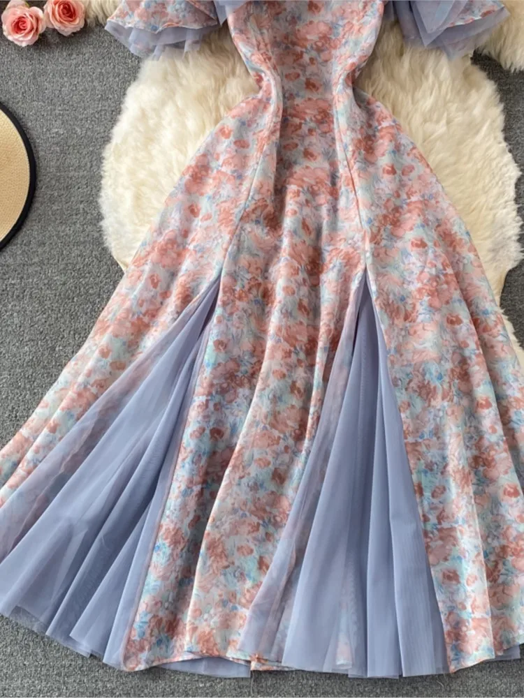 Женское шифоновое платье на бретельках элегантное Сетчатое без бретелек с