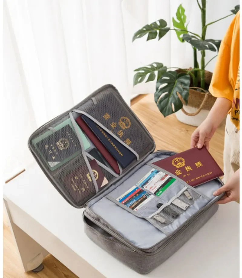 Capacity Multi-layer Document Tickets Storage Bag Certificate File Organizer Case Home Travel Passport Cards Bag with Lock