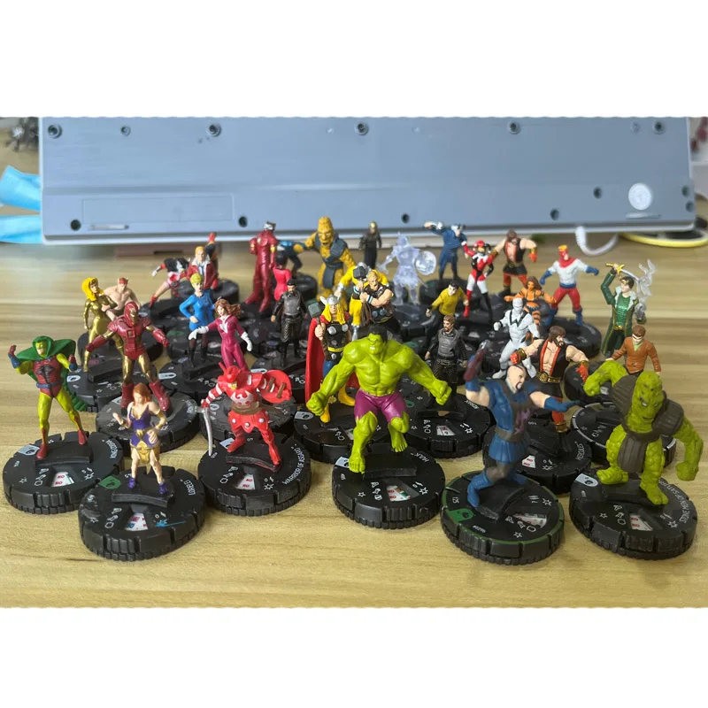 

Anime Marvel DC HeroClix Action Figures Hulk Spiderman Iron Man Batman Wolverine Magneto Rogue Thor Model Toy Ornaments Gift