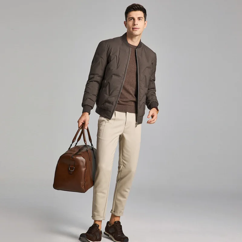 LUCLESAM Men's Baseball Collar Down Jacket Simple Coats New Winter Down Jackets Business Casual Male Coat Fashion Basic Tops