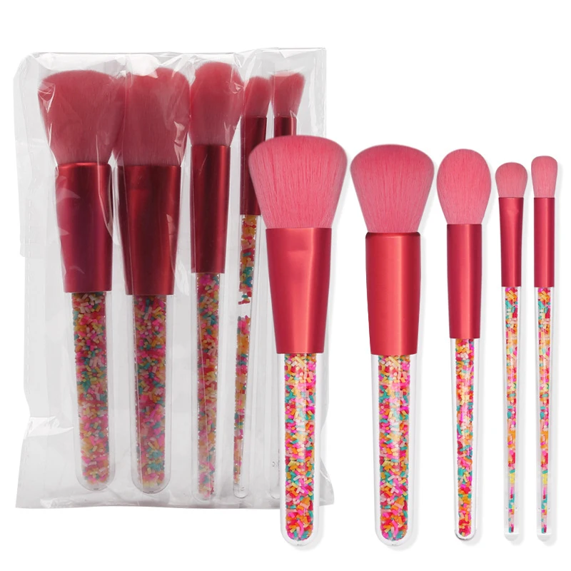 

5pcs Candy Makeup Brush Premium Soft Plastic Handle Blush Brush Kit for Girls Ladies Makeup Brushes