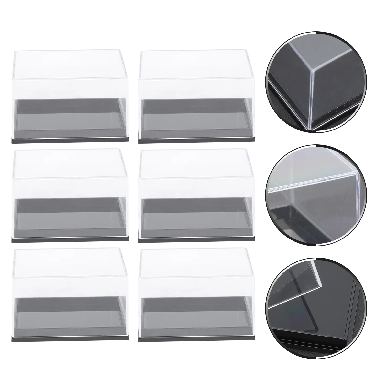 

6Pcs Square Figures Display Case Mineral Specimen Display Box Clear Acrylic Display Case Clear Box Gems Display Box