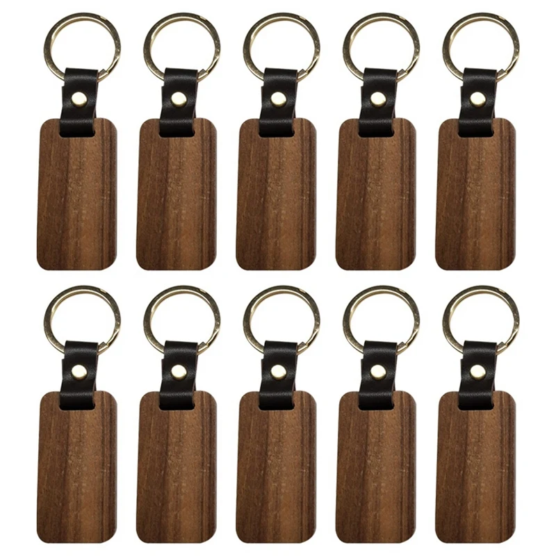 

Kili 10Pcs Wooden Keychain Rectangular Collectible Key Ring Car Bag Hanging Pendant Painting Crafts Cute Keychain