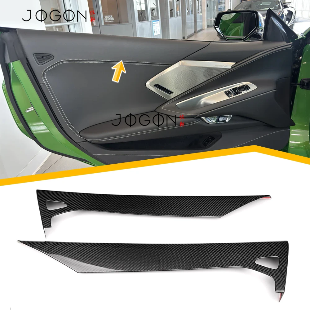 Фото Для Chevrolet Corvette C8 Stingray Coupe Convertible HTC Z06 Z07 Z51 E-Ray 2020-2026: Накладка на внутреннюю дверную панель из углеродного волокна №1