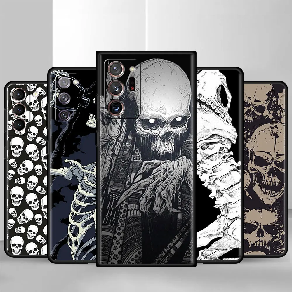 

Silicone Case For Samsung Galaxy S22 Ultra S21 Plus S20 FE S10 Lite S10e S9 S8 S7 Edge Funda Phone Cover Fashion Skull Skeleton