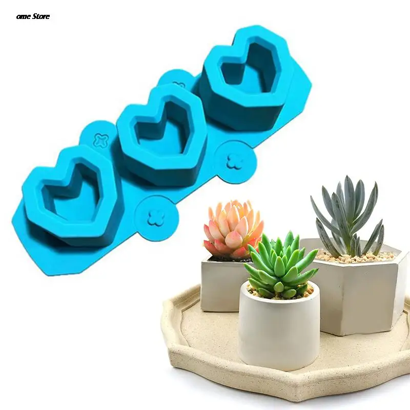 

Heart Silicone Flowerpot Mold DIY Geometric Cement Pot Mold Candlestick Making Tool Handmade Resin Mold Home Decoration Supplies