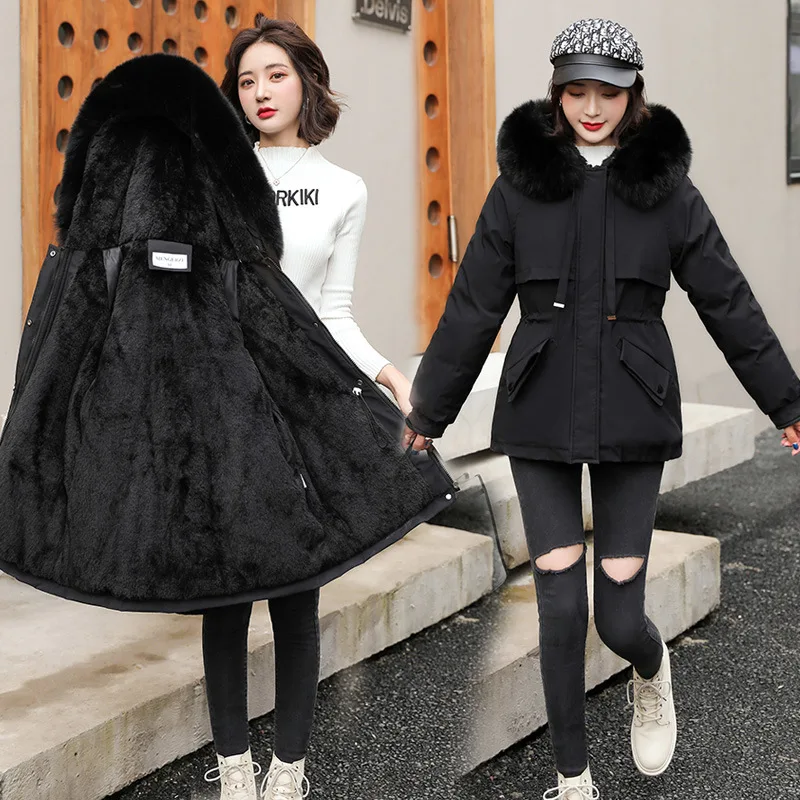 2022 Winter Cotton Padded Jacket Women's Faux Fur Collar Women's Short Loose Parkas Cotton Padded Thick Warm Abrigos Jackets