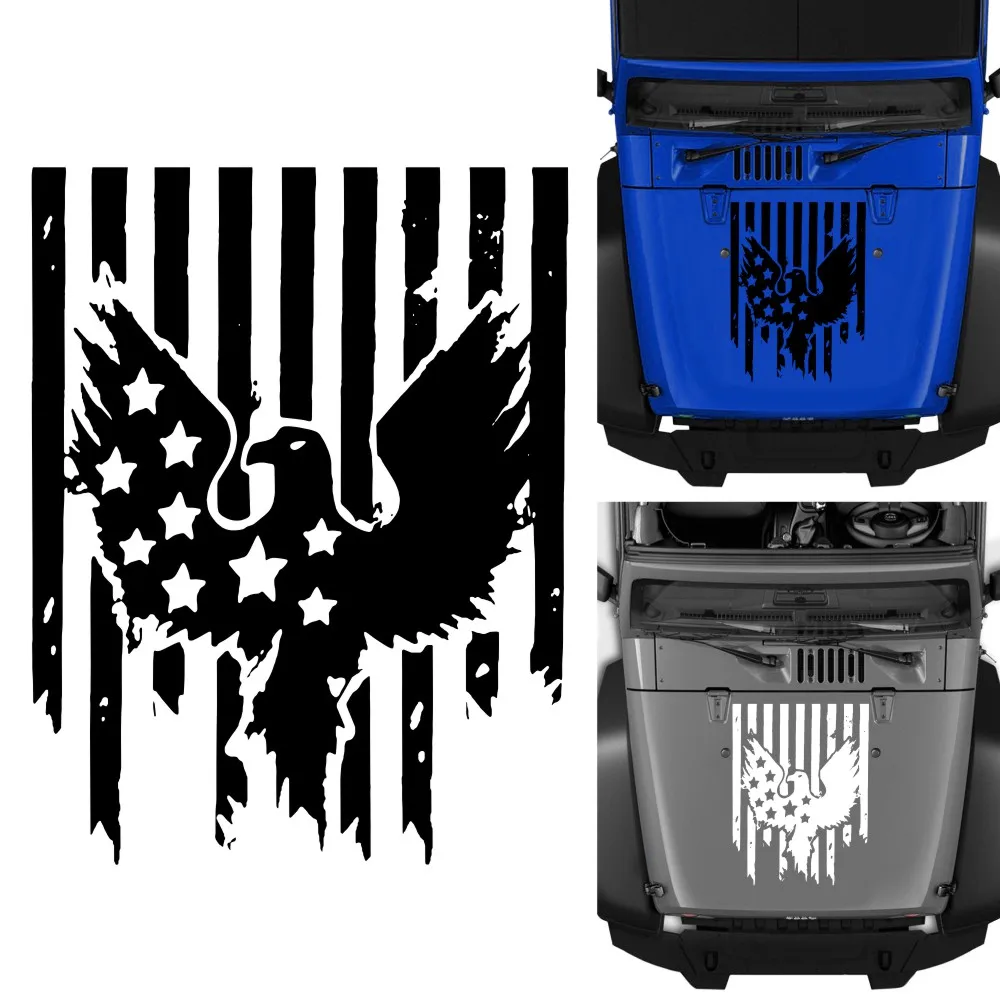 

Doordash креативные Веселые наклейки на американский флаг, Орел, автомобильные наклейки, капот, боковая дверь, темные полосы, модифицированные ...