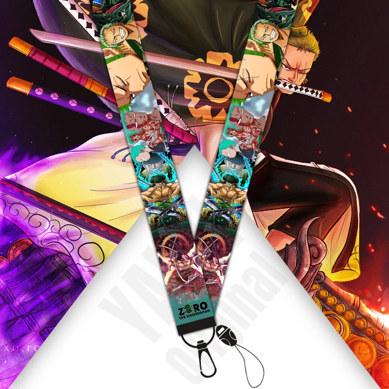 

Japanese Anime Roronoa Zoro Lanyard Keychain for keys Badge Mobile Phone Work Id Card Key rings Women Neck Straps Accessories