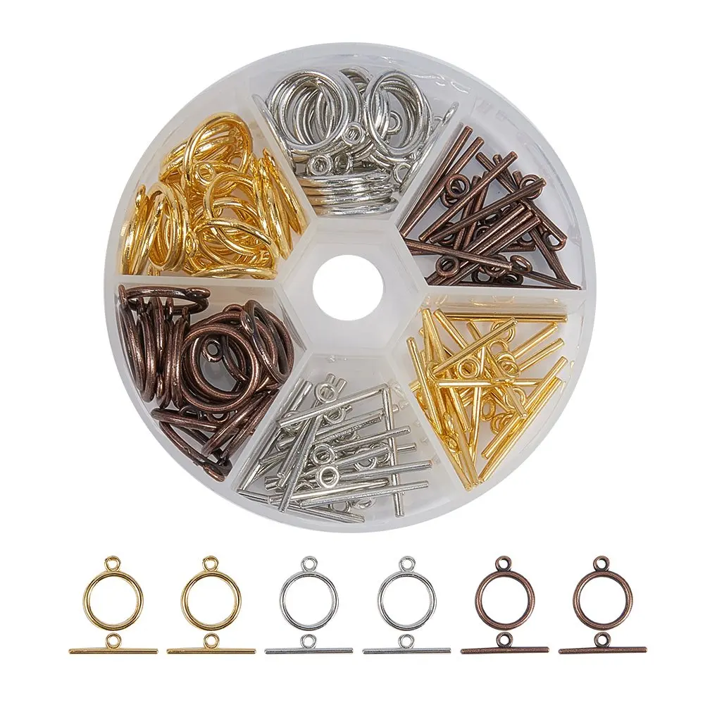 

Застежки Т-образные тибетские для браслета, застежки для ювелирных изделий «сделай сам», 3 цвета, 60 комплектов