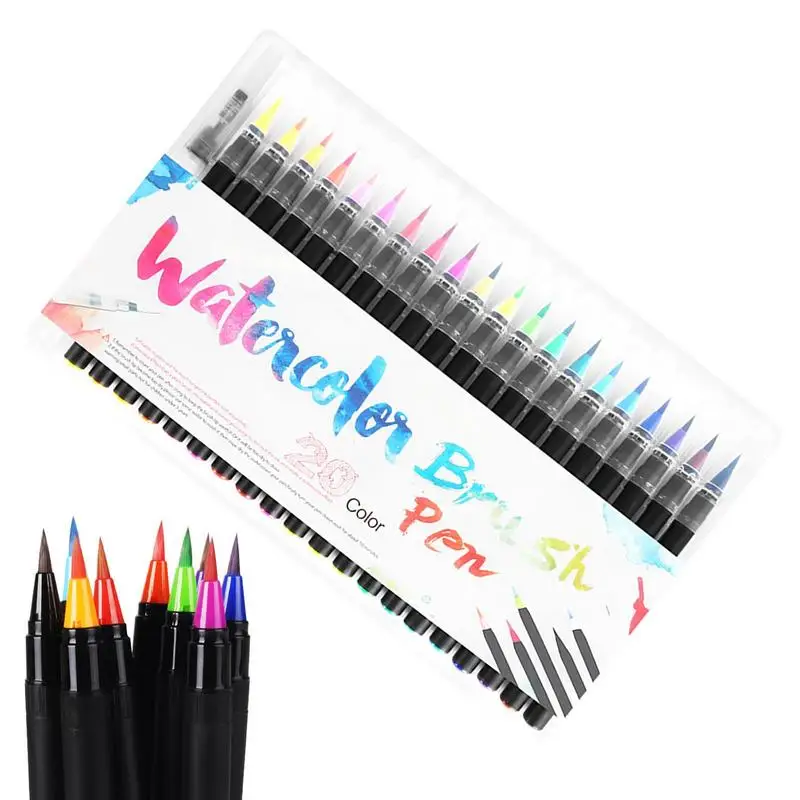

Watercolor Brush Pens Markers 201 Artist Fine Brush Tip Colored Pens Script Paintbrush For Calligraphy DIY Coloring Graffiti