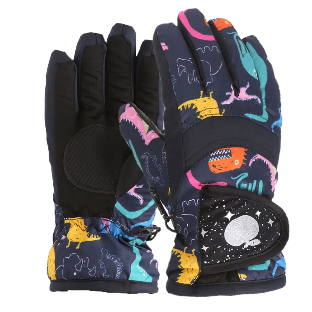 

1 Pair Thicken Children Ski Gloves Sports Accessories Waterproof Non-slip Snow Mittens Unisex Adjustable Warm Gloves