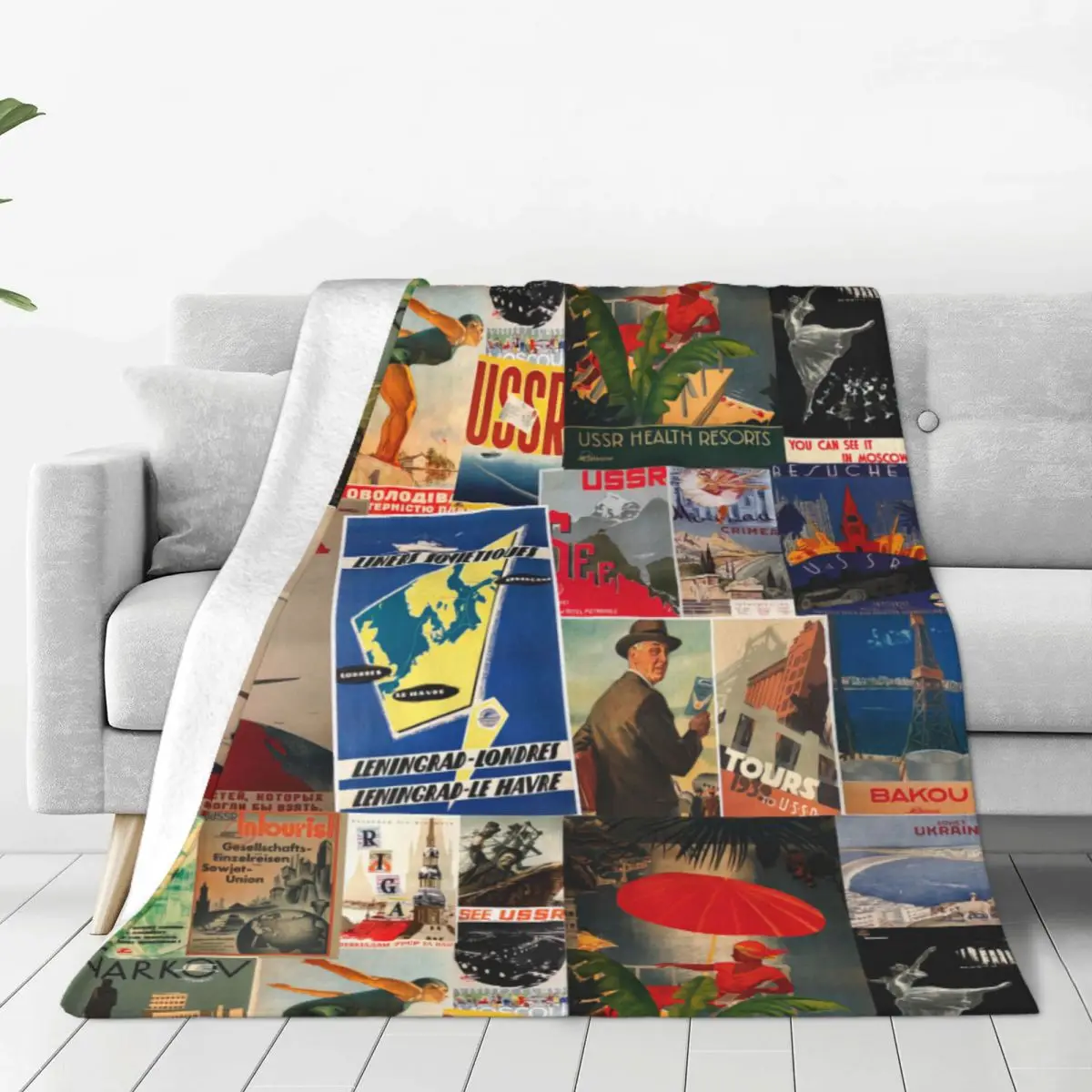 

Vintage Russia Travel Flannel Fleece Blanket For Kids Teens Adults Soft Cozy Warm Fuzzy