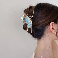 vintage painted butterfly women hair claws luxury hair clips for girl crab large size fashion barrette headwear hair accessories