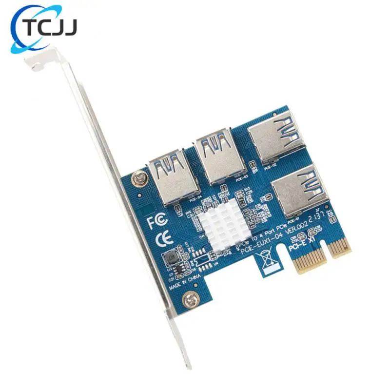 

Черная Райзер-карта Pcie от 1 до 4 с большим радиатором, отличная расширенность, Райзер Pci-e от 1x до 4, простой и удобный Майнер-Райзер для майнинга