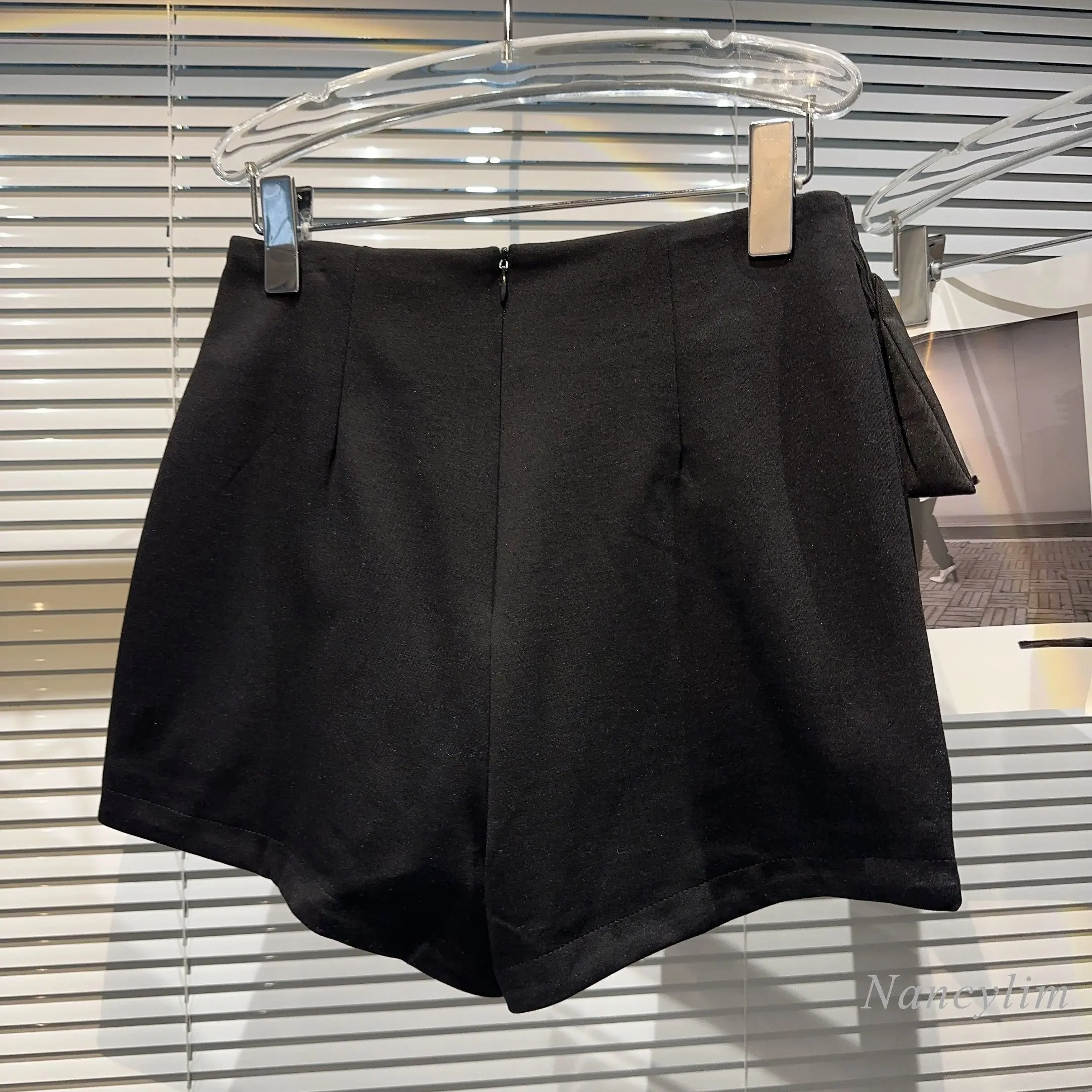 2023 Summer New Bow Waist Shorts for Women Fashion Front Three-Dimensional Big Bow Elegant Black Shorts All-Matching