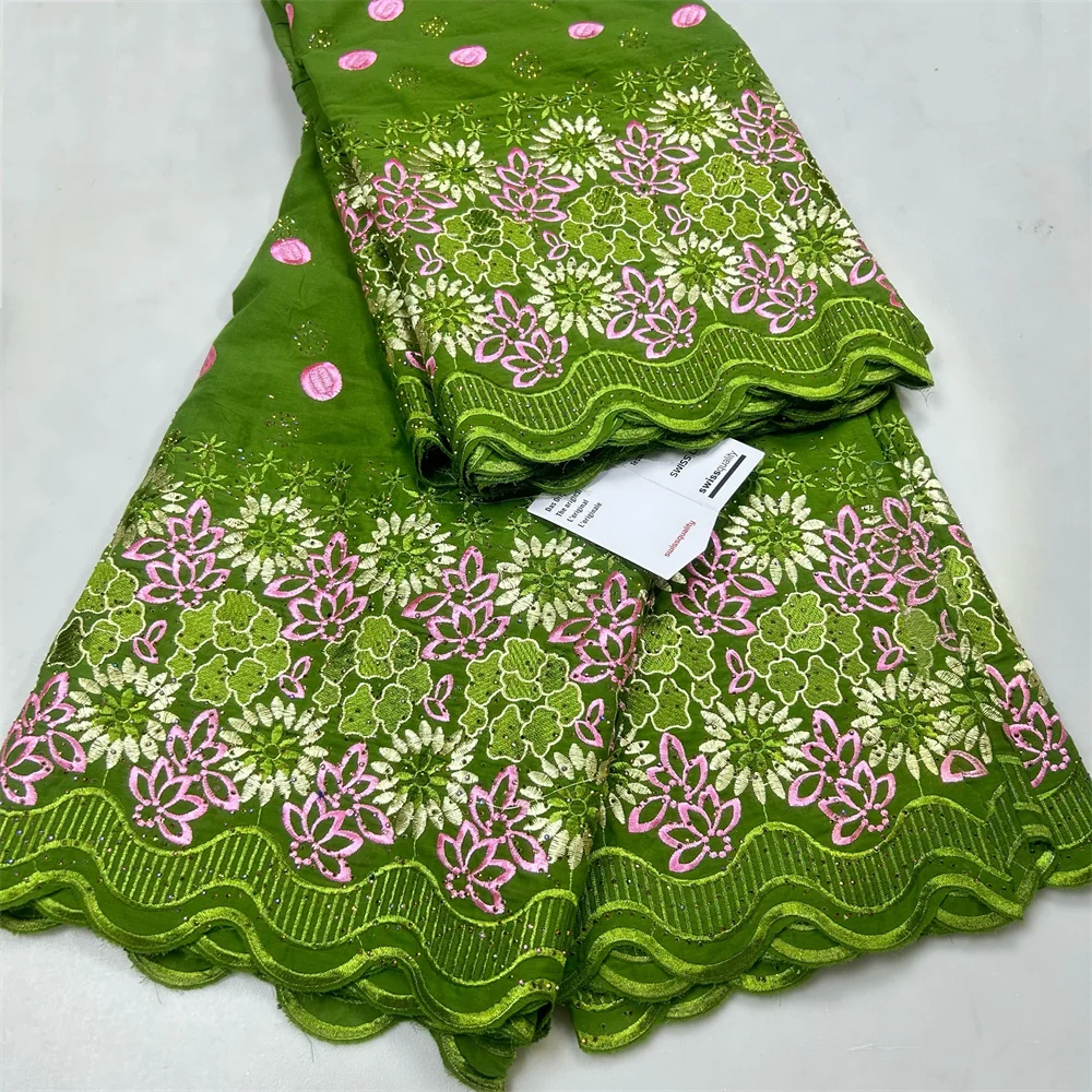 

5 ярдов, африканская швейцарская вуаль, кружевная ткань, высокое качество, африканская вышивка, 100% хлопок, кружевная ткань с роскошными камнями для свадьбы