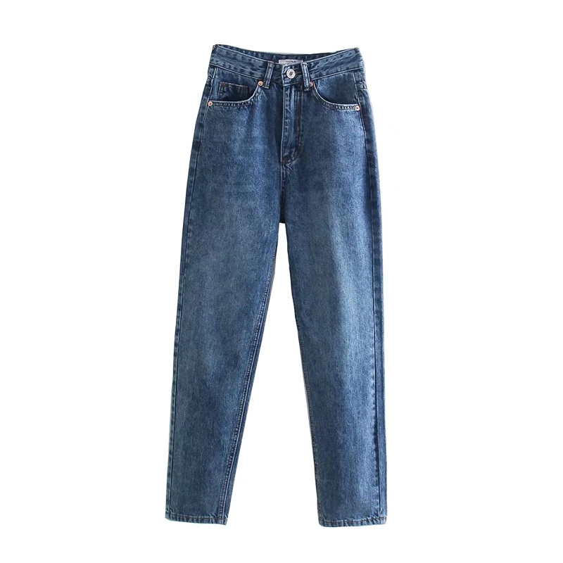 Tangada 2022 Fashion Women Casual Blue Jeans Pants Long Trousers Pockets Buttons Female Pants 4M70