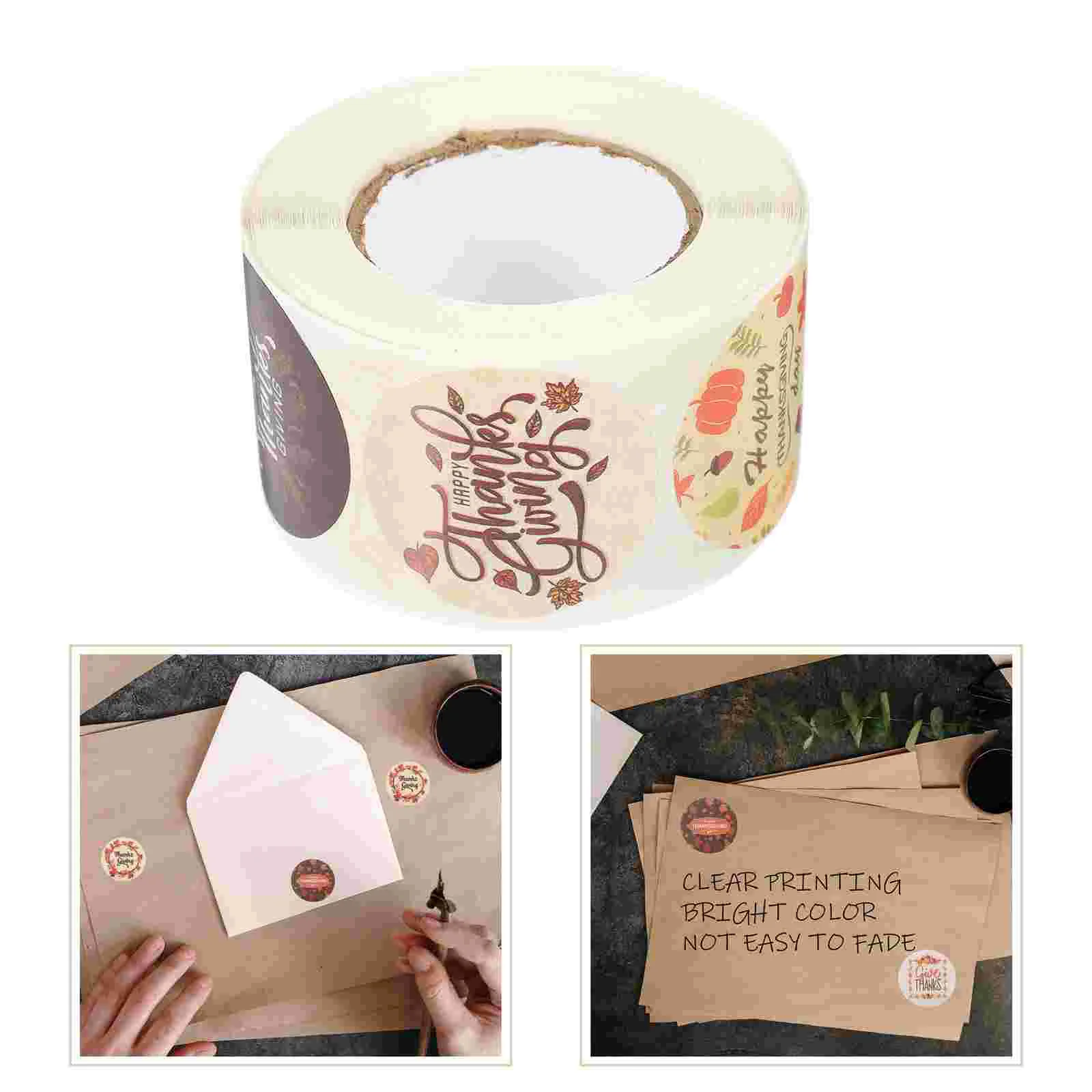 

Stickers Thanksgiving Sticker Roll Envelope Seal You Thank Label Decorative Labels Gift Adorable Round Tape Office Sealing