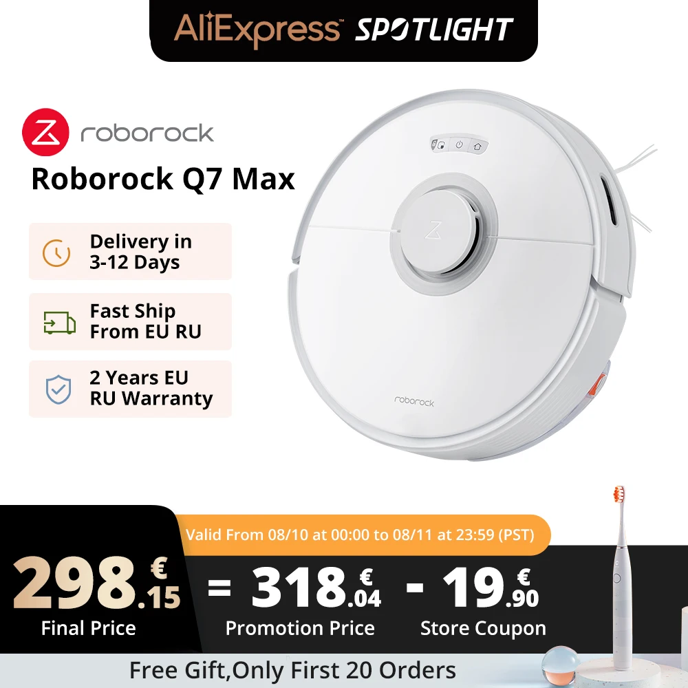 Roborock Q7 Max Robot Vacuum Cleaner 4200Pa Suction Power Sweep and Wet Mopping WiFi App Control Carpet Clean Upgrade of S5 Max