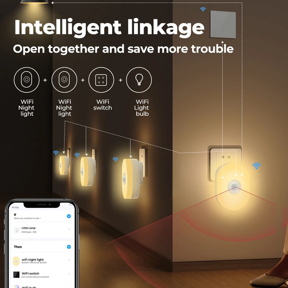

Smart Night Light WiFi Tuya Warm White RGB Night Light Work with Alexa Google Home Asistant Timing Countdown Function