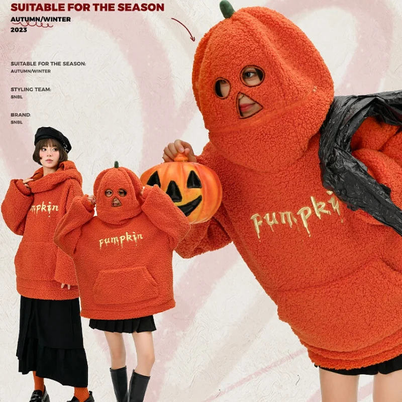 Флисовый свитер с тыквой на Хэллоуин овечья шерсть племя Мори оригинальный