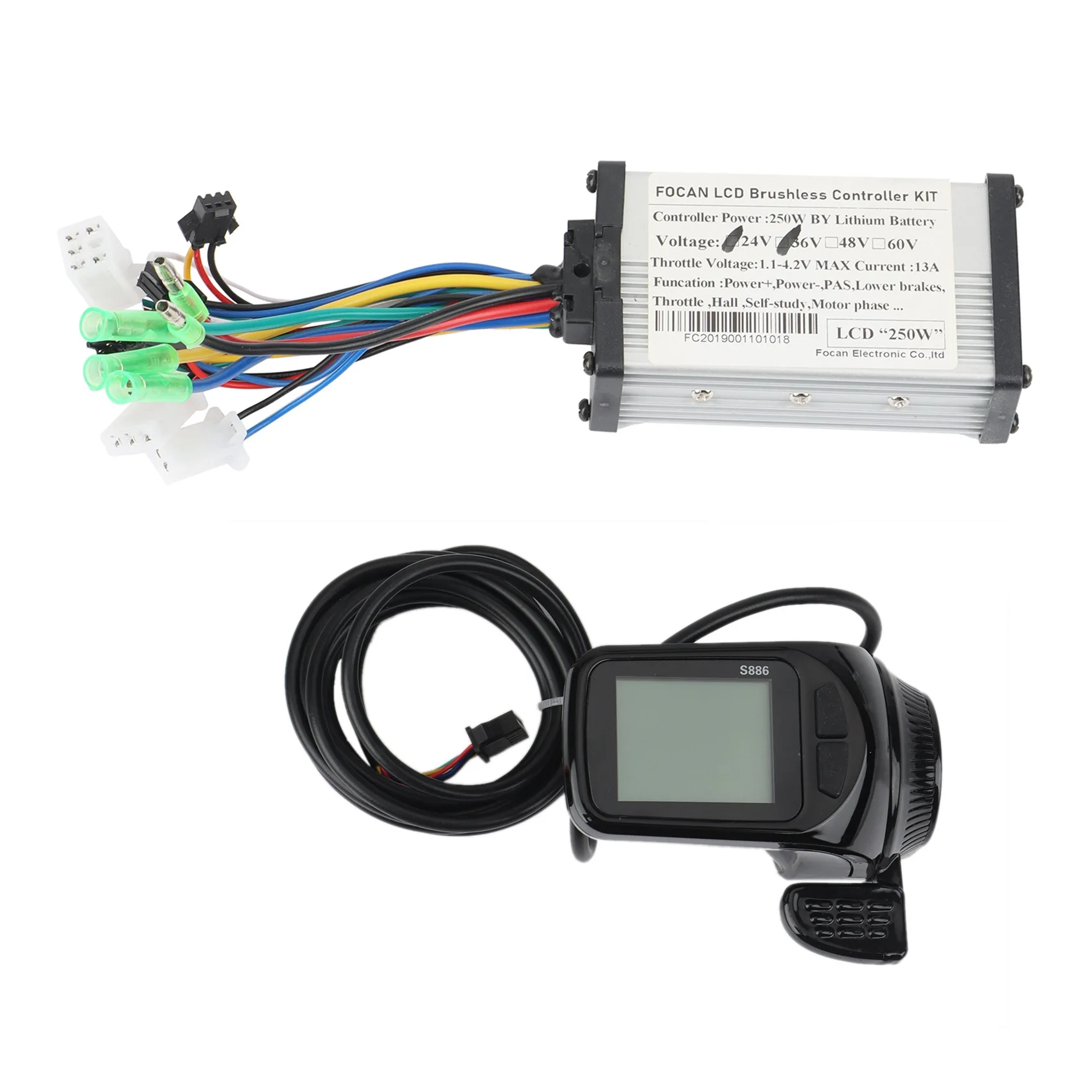 

36-48V 250W Motor Brushless Controller LCD Display Panel Thumb Throttle Electric Bicycles Scooter Brushless Controller