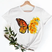 graphic tee t shirts flower butterfly 90s flower female short sleeve ladies women fashion casual clothing summer tshirt clothes