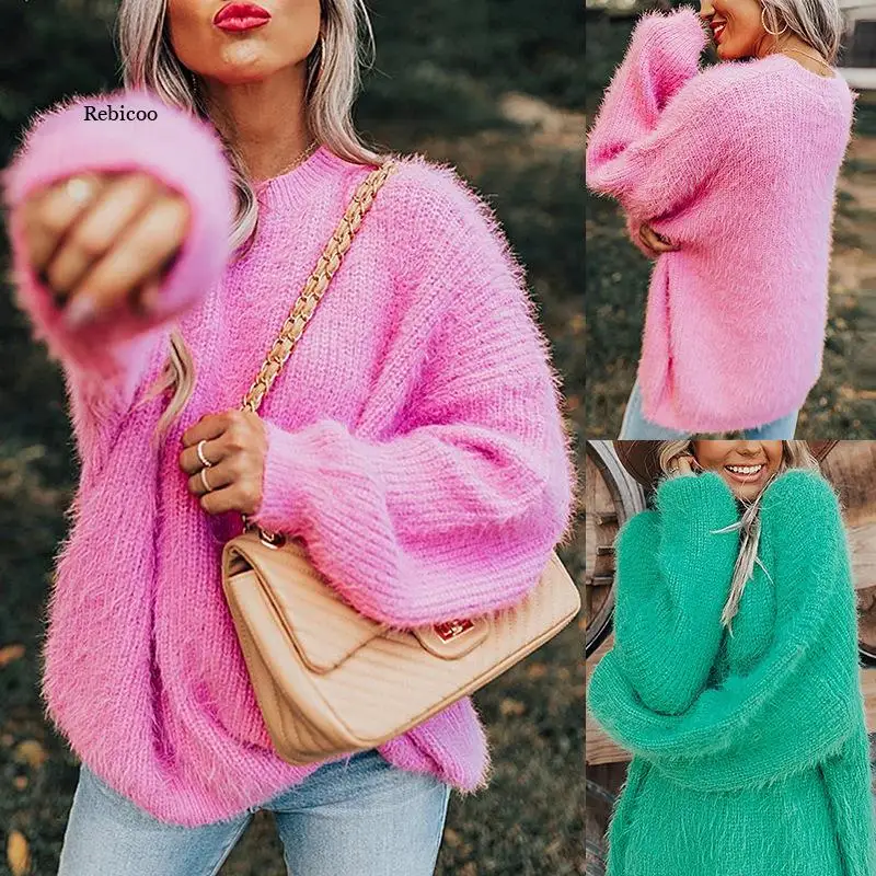 Свитер с V-образным вырезом и длинным рукавом Женский Осенний джемпер вязаные