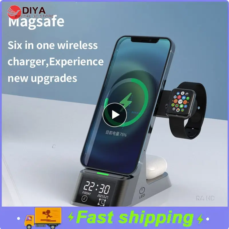 

With Alarm Function Wireless Charging Stand Touch Control For Air Pods 15w Qi Wireless Charger Led Digital Clock Display
