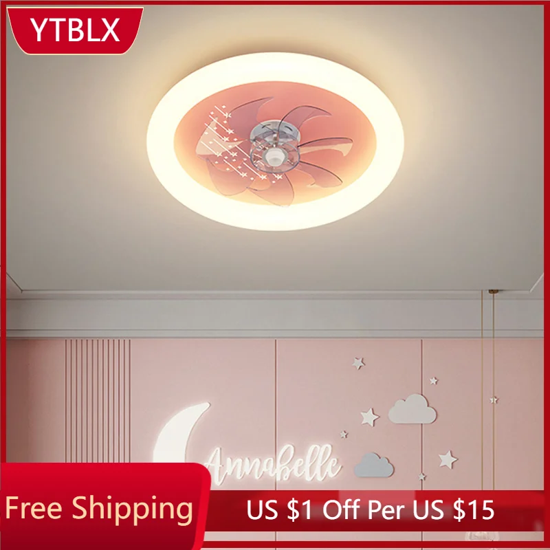 

Светодиодный потолочный светильник в скандинавском стиле, яркая приглушаемая лампа с вентилятором и дистанционным управлением для гостин...